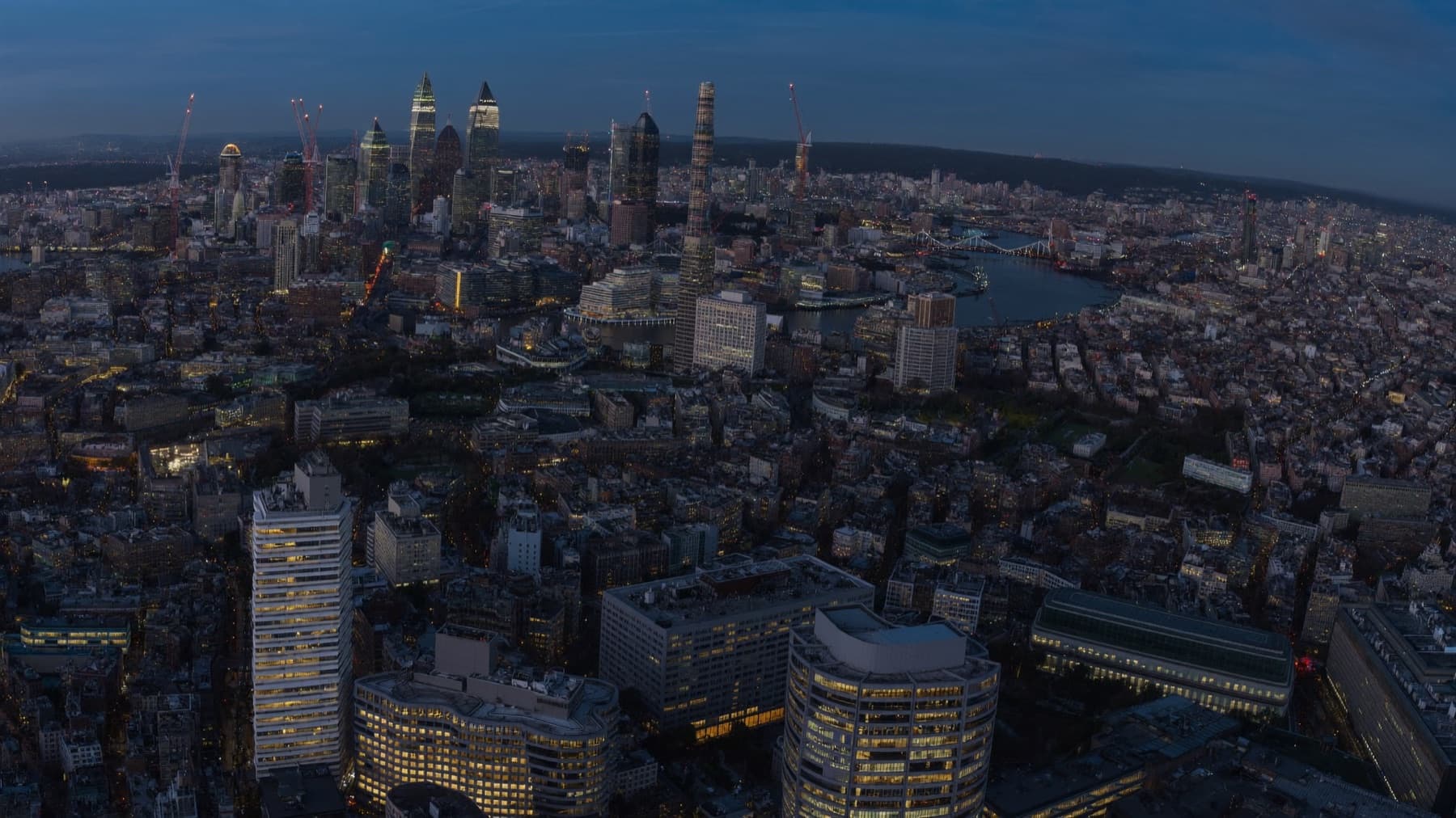 London at blue hour - thousands of windows glowing